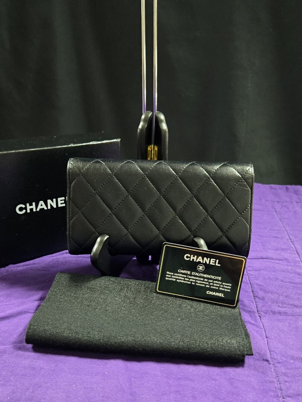CHANEL Black Quilted Continental Leather Wallet with SilverTone CC - Picture 2 of 14